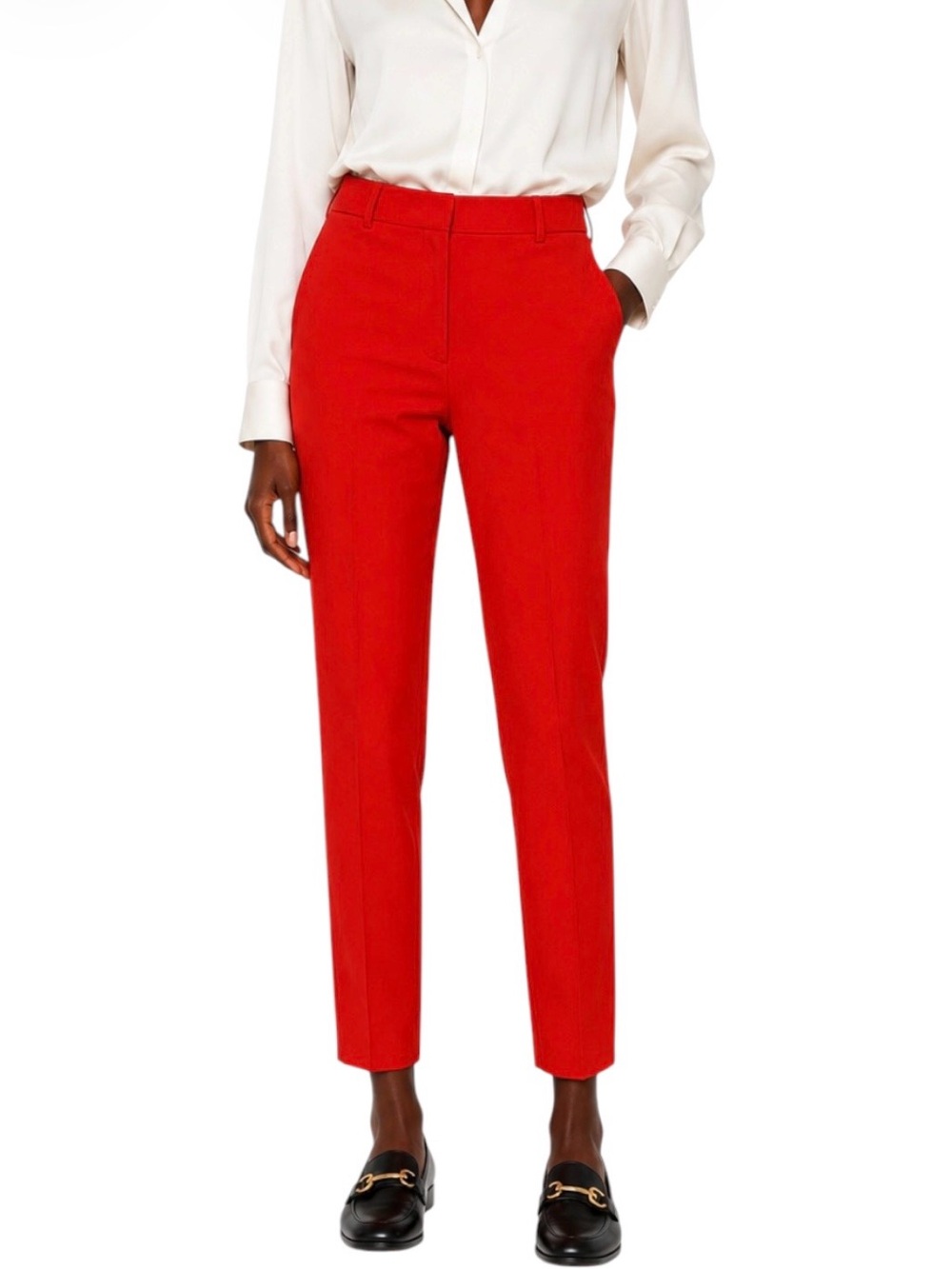 GUCCI Red Silk Tailored Slim Leg Trouser US 2 XS